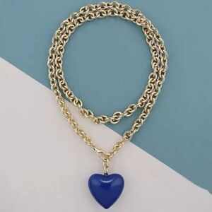 Roxanne Assoulin The Puffy Heart Necklace Navy